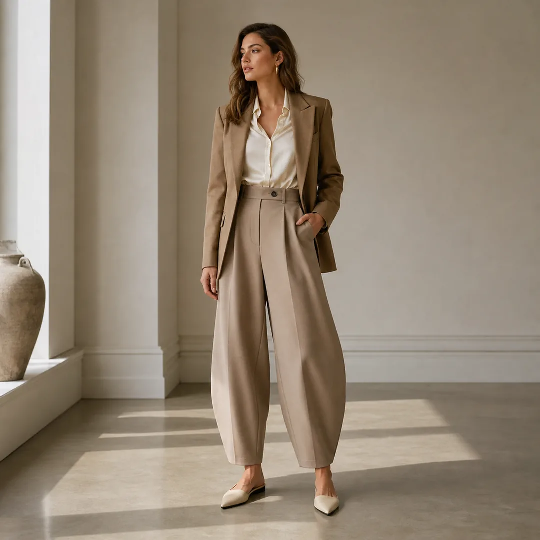 Barrel leg pants outfit styling guide