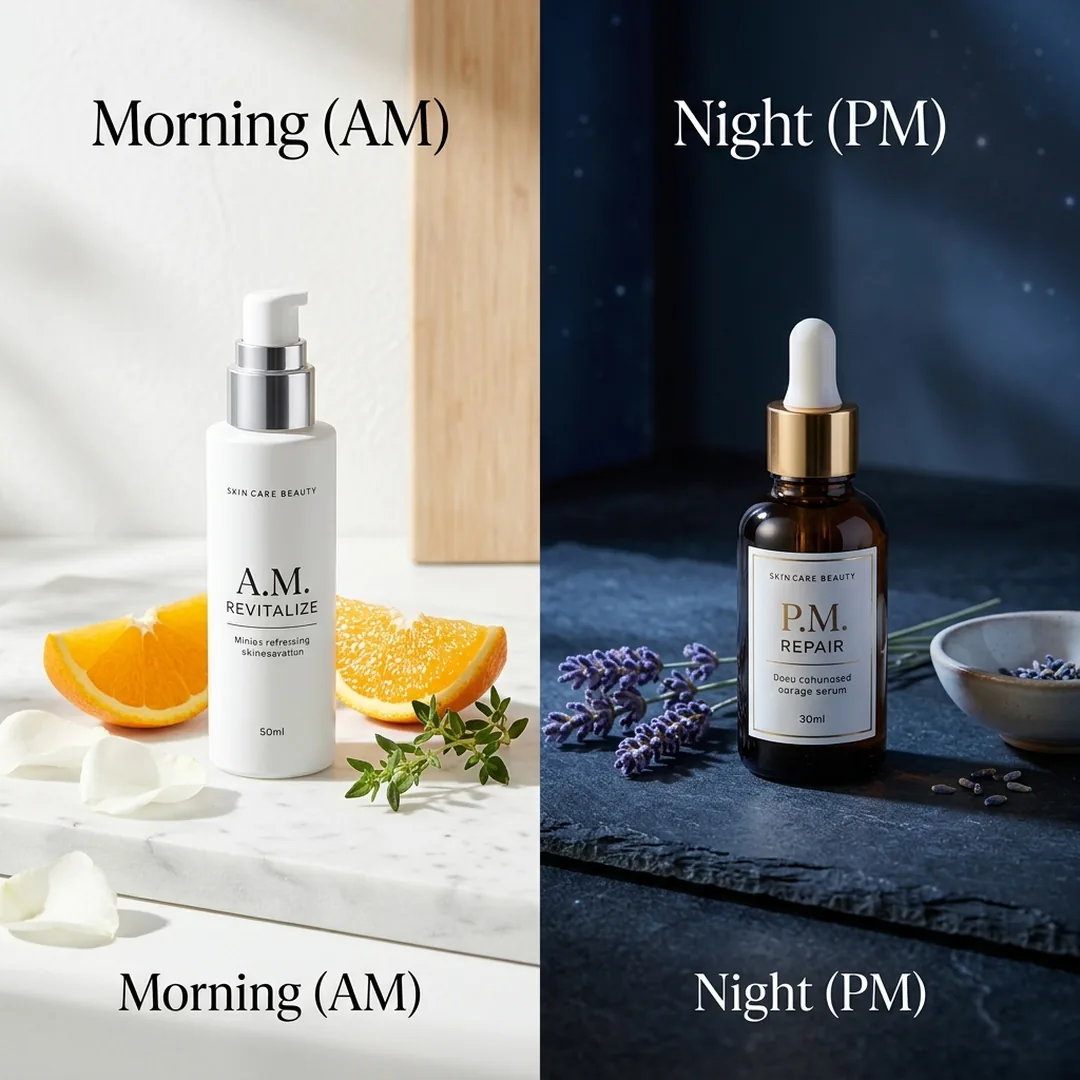 Morning vs night skincare routine products