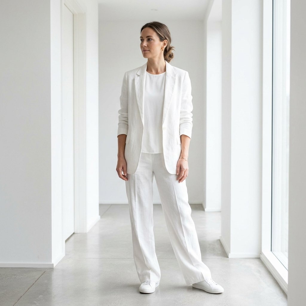 Minimalist white outfit editorial