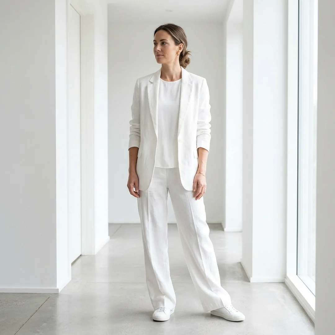 Minimalist white outfit editorial